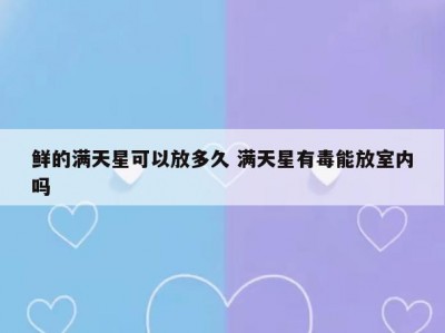 鲜的满天星可以放多久 满天星有毒能放室内吗