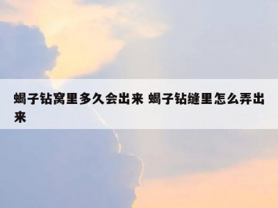 蝎子钻窝里多久会出来 蝎子钻缝里怎么弄出来