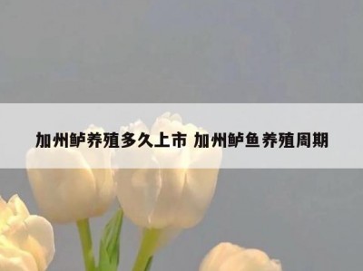 加州鲈养殖多久上市 加州鲈鱼养殖周期