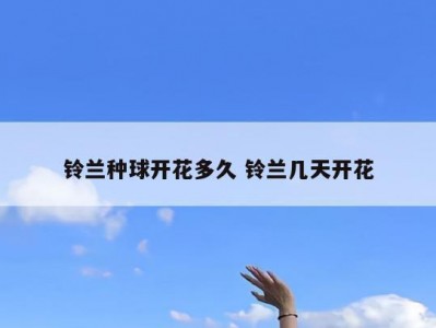 铃兰种球开花多久 铃兰几天开花