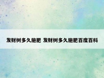 发财树多久施肥 发财树多久施肥百度百科