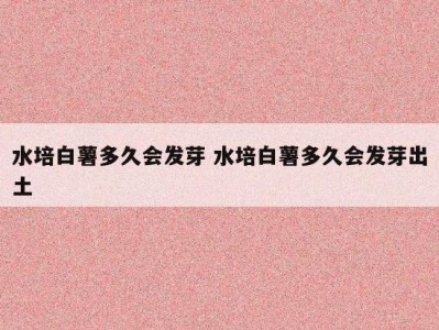 水培白薯多久会发芽 水培白薯多久会发芽出土