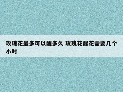 玫瑰花最多可以醒多久 玫瑰花醒花需要几个小时