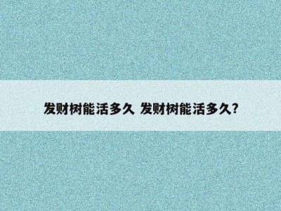 发财树能活多久 发财树能活多久?