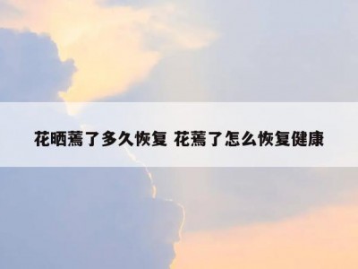 花晒蔫了多久恢复 花蔫了怎么恢复健康