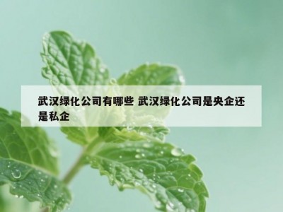 武汉绿化公司有哪些 武汉绿化公司是央企还是私企