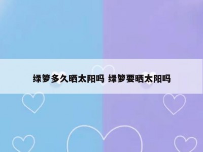绿箩多久晒太阳吗 绿箩要晒太阳吗