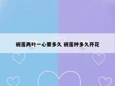 碗莲两叶一心要多久 碗莲种多久开花