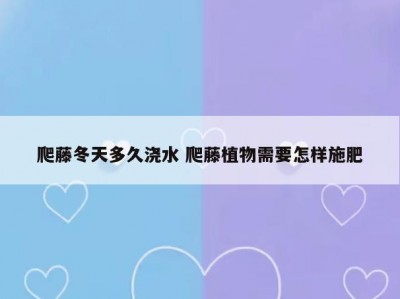爬藤冬天多久浇水 爬藤植物需要怎样施肥