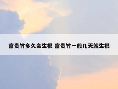 富贵竹多久会生根 富贵竹一般几天就生根