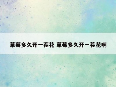 草莓多久开一茬花 草莓多久开一茬花啊