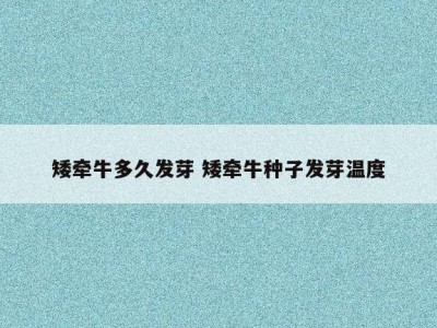 矮牵牛多久发芽 矮牵牛种子发芽温度
