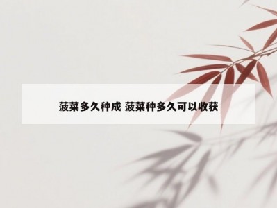 菠菜多久种成 菠菜种多久可以收获