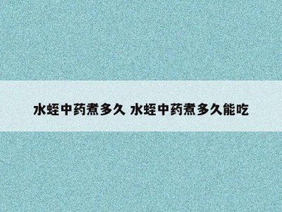 水蛭中药煮多久 水蛭中药煮多久能吃