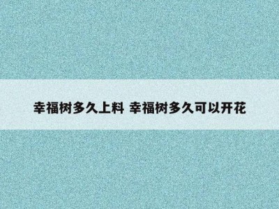 幸福树多久上料 幸福树多久可以开花