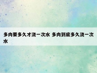 多肉要多久才浇一次水 多肉到底多久浇一次水