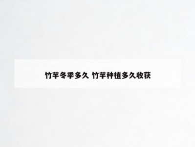 竹芋冬季多久 竹芋种植多久收获