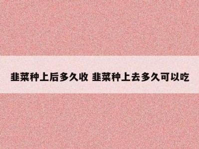 韭菜种上后多久收 韭菜种上去多久可以吃