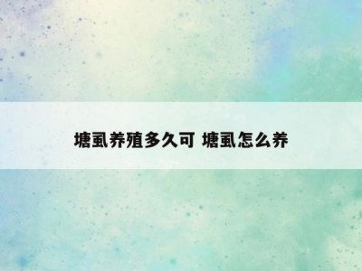 塘虱养殖多久可 塘虱怎么养