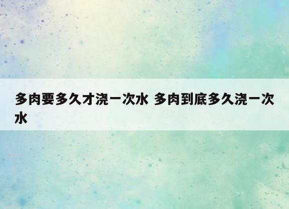 多肉要多久才浇一次水 多肉到底多久浇一次水