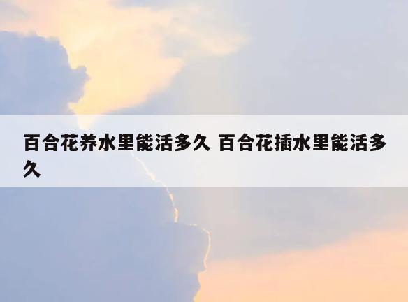 百合花养水里能活多久 百合花插水里能活多久