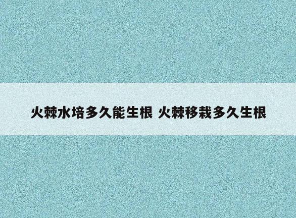火棘水培多久能生根 火棘移栽多久生根