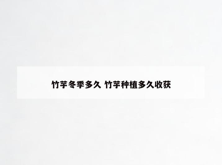 竹芋冬季多久 竹芋种植多久收获