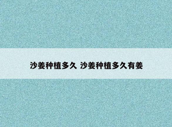 沙姜种植多久 沙姜种植多久有姜