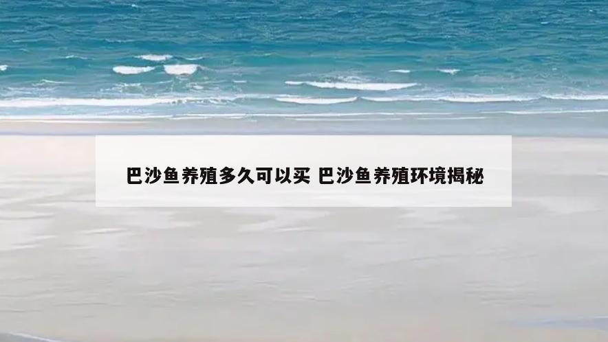 巴沙鱼养殖多久可以买 巴沙鱼养殖环境揭秘