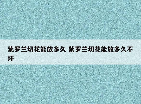 紫罗兰切花能放多久 紫罗兰切花能放多久不坏