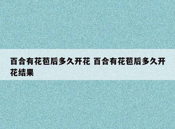 百合有花苞后多久开花 百合有花苞后多久开花结果
