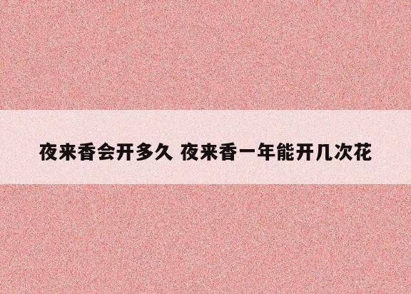 夜来香会开多久 夜来香一年能开几次花