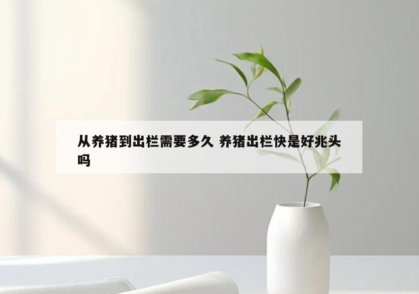 从养猪到出栏需要多久 养猪出栏快是好兆头吗
